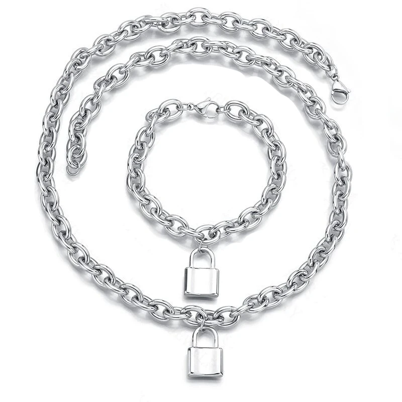 2020 Trend Lock stainless steel jewelry sets bangles Personalized Thick Chain Couple Lock Adjustable Bracelet
2020 Trend Lock stainless steel jewelry sets bangles Personalized Thick Chain Couple Lock Adjustable Bracelet