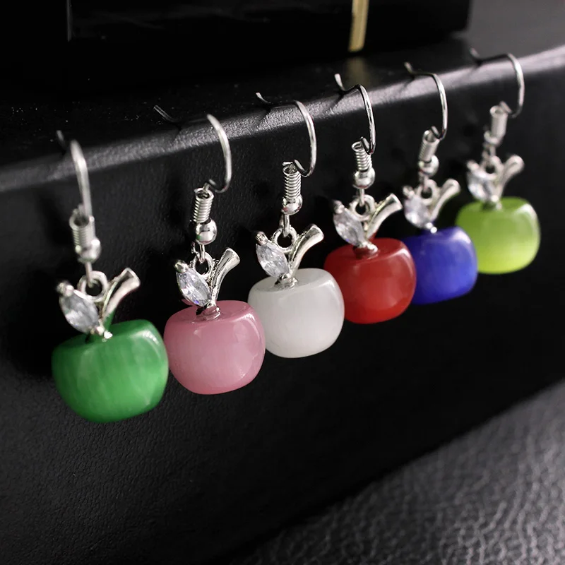 Korean Fashion Crystal Jewelry Cute Fruit Opal Stone Apple Drop Dangle Earrings for Women, Silver
Korean Fashion Crystal Jewelry Cute Fruit Opal Stone Apple Drop Dangle Earrings for Women, Silver
