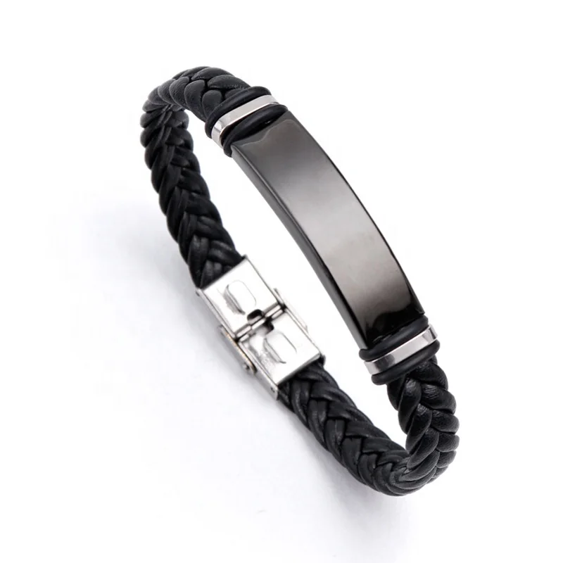 SEPT Custom Cheap Braided Pu Leather Bracelet For Men Custom Logo Brand Engraved Stainless Steel Bracelet
SEPT Custom Cheap Braided Pu Leather Bracelet For Men Custom Logo Brand Engraved Stainless Steel Bracelet