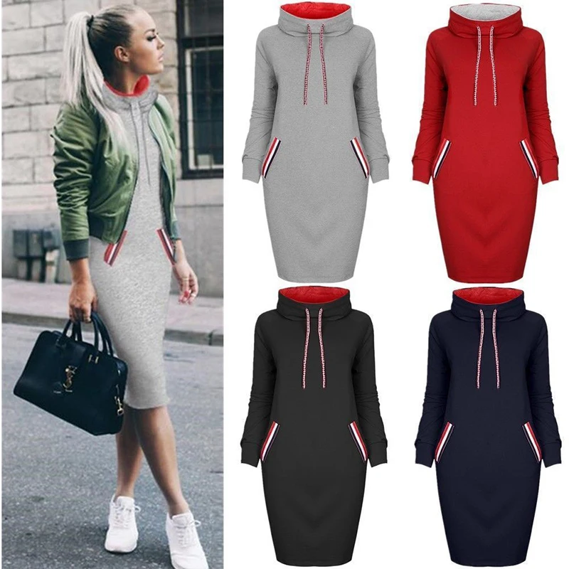 Solid Color Long Sleeve Dress Print Mid-Length Pocket Hooded Long Sleeve Sweater Long Sleeve Women's Dress
Solid Color Long Sleeve Dress Print Mid-Length Pocket Hooded Long Sleeve Sweater Long Sleeve Women's Dress