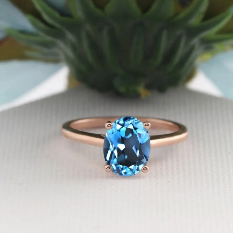 7X9MM Oval Cut London Blue Stone Engagement Ring Solid 14K Rose Gold Promise Ring Solitaire Gemstone Ring
7X9MM Oval Cut London Blue Stone Engagement Ring Solid 14K Rose Gold Promise Ring Solitaire Gemstone Ring