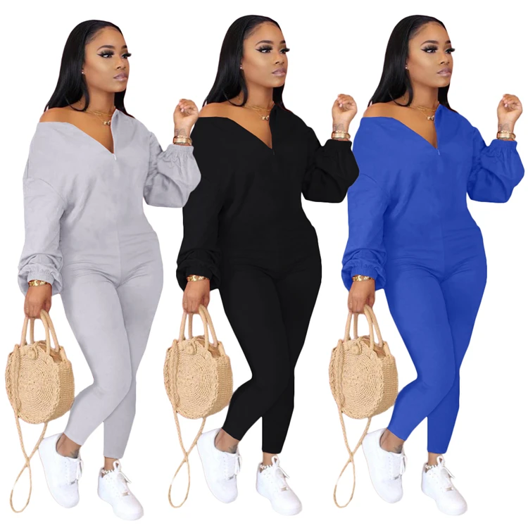 New Arrivals Casual Wear Solid Color Long Sleeve 2 Pieces Romper Jumpsuits 2020 Clothing Women, As picture
New Arrivals Casual Wear Solid Color Long Sleeve 2 Pieces Romper Jumpsuits 2020 Clothing Women, As picture