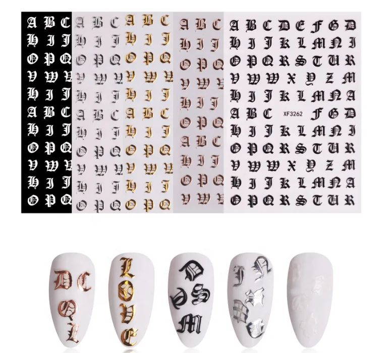 5colors/set Laser Letters Sticker Retro Alphabet Nail Sticker For Nail Art Decoration
5colors/set Laser Letters Sticker Retro Alphabet Nail Sticker For Nail Art Decoration