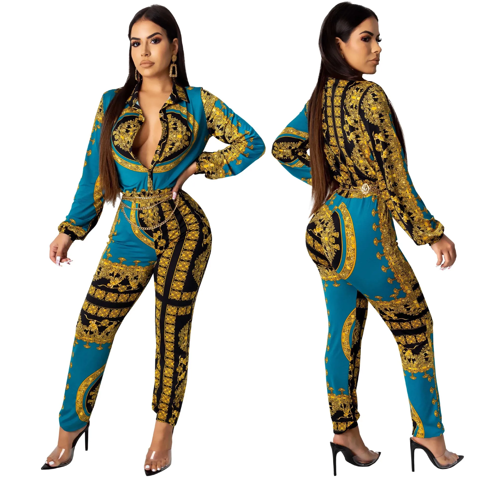 2021 Casual Africa Clothing Long-Sleeve Sexy One-Piece Rompers Casual Wide-Legs Printed Jumpsuits, Multi
2021 Casual Africa Clothing Long-Sleeve Sexy One-Piece Rompers Casual Wide-Legs Printed Jumpsuits, Multi