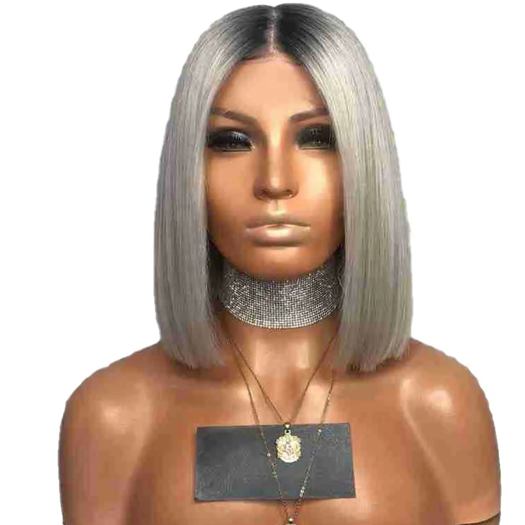 Women's high temperature fiber bob wig and mannequin for wig display black root silver gray wig hair
Women's high temperature fiber bob wig and mannequin for wig display black root silver gray wig hair