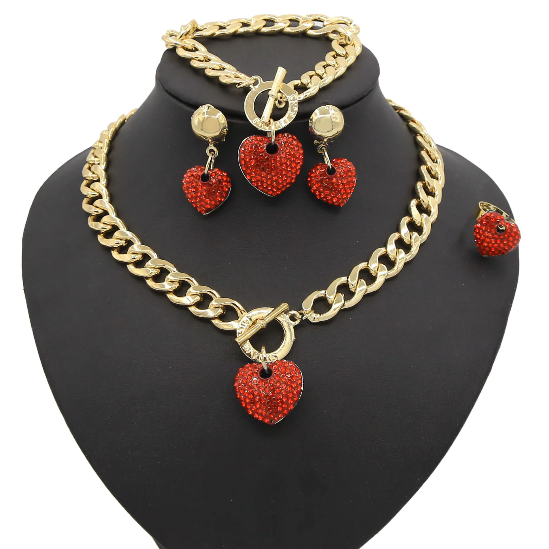 Red Heart Pendant With Cuba Chain Link Jewelry Set Designs Wedding & Birthday Party Jewelry Set For Women
Red Heart Pendant With Cuba Chain Link Jewelry Set Designs Wedding & Birthday Party Jewelry Set For Women