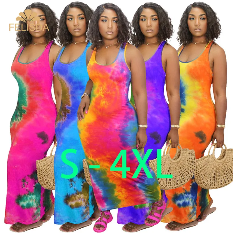 New Products Tie Dye Print Sleeveless Bodycon Midi Maxi Tank Tee Dress Fashion Beach Long Plus Size Dresses
New Products Tie Dye Print Sleeveless Bodycon Midi Maxi Tank Tee Dress Fashion Beach Long Plus Size Dresses