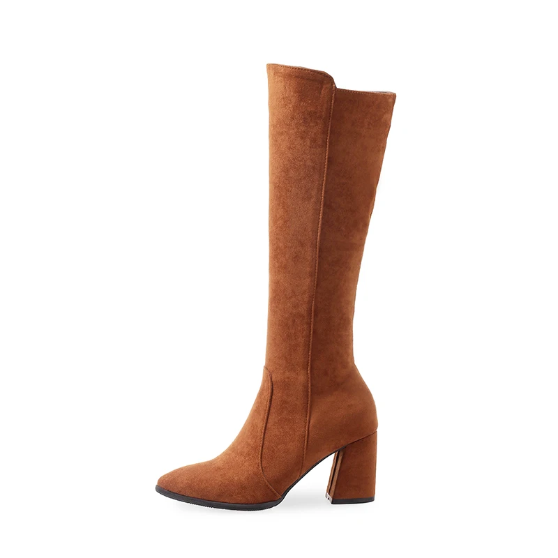 Women's winter Black Solid color Suede leather knee-high Boots High heeled Boots, Black/yellow
Women's winter Black Solid color Suede leather knee-high Boots High heeled Boots, Black/yellow
