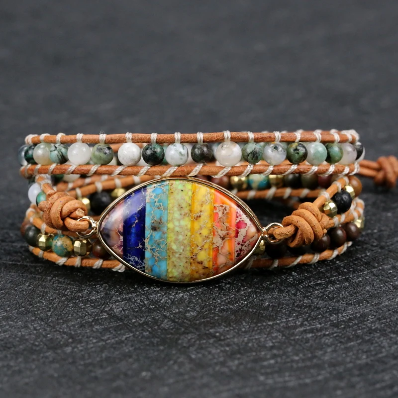 2021 high quality Handmade 7 Chakra Natural Stone Leather Wrap Bracelet&Bangle for Women Men Jewelry Bracelet drop shipping
2021 high quality Handmade 7 Chakra Natural Stone Leather Wrap Bracelet&Bangle for Women Men Jewelry Bracelet drop shipping