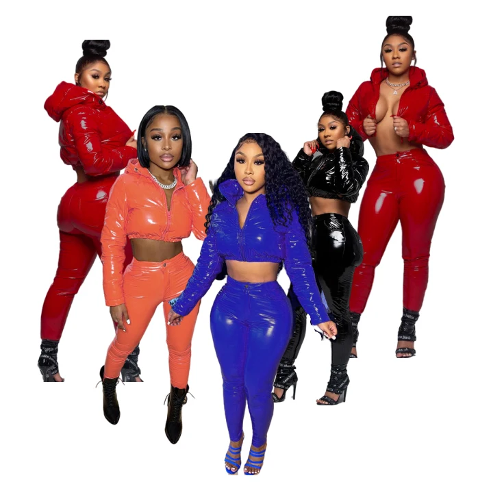 Winter Womens Outdoor 2 Piece Set PU Leather Pants Bubble Waterproof Parka Padded Warm Shiny Puffer Jackets And Coat For Ladies
Winter Womens Outdoor 2 Piece Set PU Leather Pants Bubble Waterproof Parka Padded Warm Shiny Puffer Jackets And Coat For Ladies