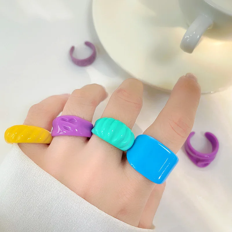 JUHU Korean Temperament Candy Colorful Acrylic Ring Personality Japanese Wide Version Index Finger Ring Female
JUHU Korean Temperament Candy Colorful Acrylic Ring Personality Japanese Wide Version Index Finger Ring Female