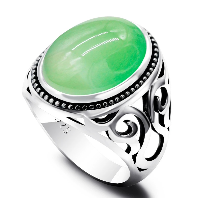 New Hot Selling 925 Sterling Silver Men's Ring Green Agate Stone Men's Punk Ring Unisex Ring Jewelry
New Hot Selling 925 Sterling Silver Men's Ring Green Agate Stone Men's Punk Ring Unisex Ring Jewelry