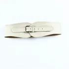 Fashion wide delicate pin button beige evening dress lady belt