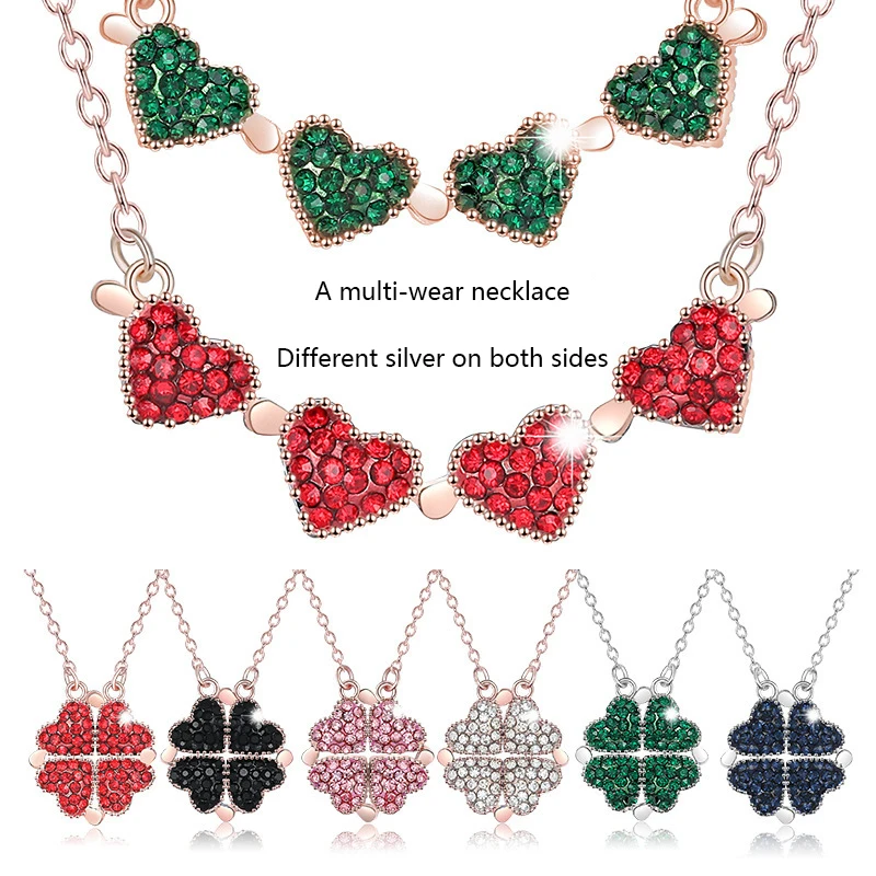 Creative Magnetic Folding Heart-shaped Four-leaf Clover Necklace Popular Design Jewelry Two Ways To Wear Magnetic Necklace
Creative Magnetic Folding Heart-shaped Four-leaf Clover Necklace Popular Design Jewelry Two Ways To Wear Magnetic Necklace