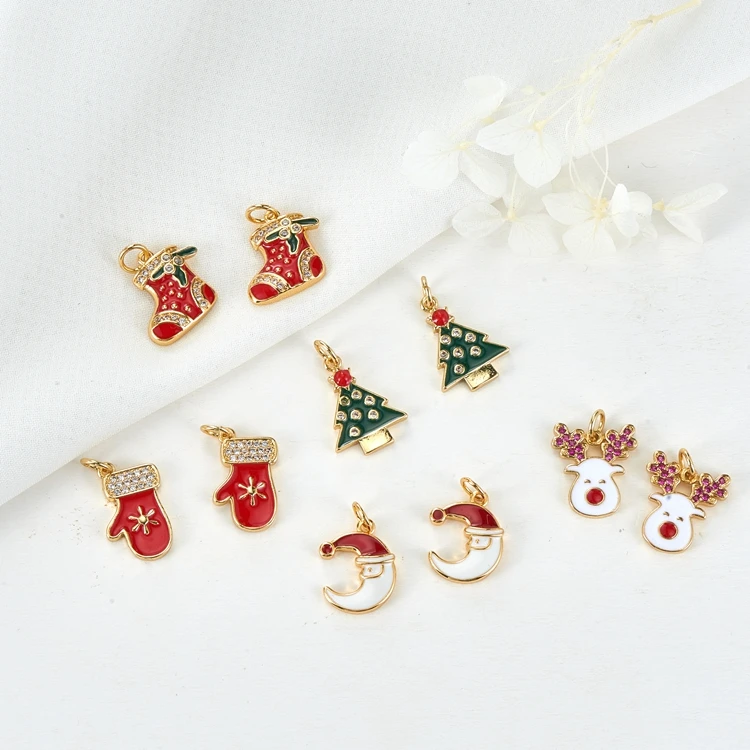 Gift Jewelry Accessories 14K Gold Plated Enamel Christmas Hat Sock Tree Charms For Neckalce Bracelet Making
Gift Jewelry Accessories 14K Gold Plated Enamel Christmas Hat Sock Tree Charms For Neckalce Bracelet Making