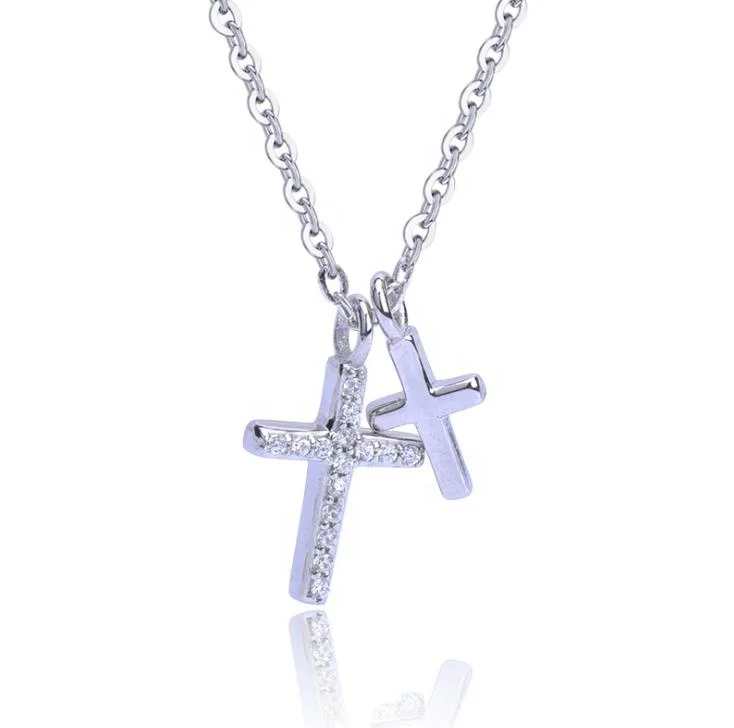 Wholesale Christian ornaments Jewellery 925 Sterling Silver Cz Paved Double Cross pendant Chain Necklace
Wholesale Christian ornaments Jewellery 925 Sterling Silver Cz Paved Double Cross pendant Chain Necklace