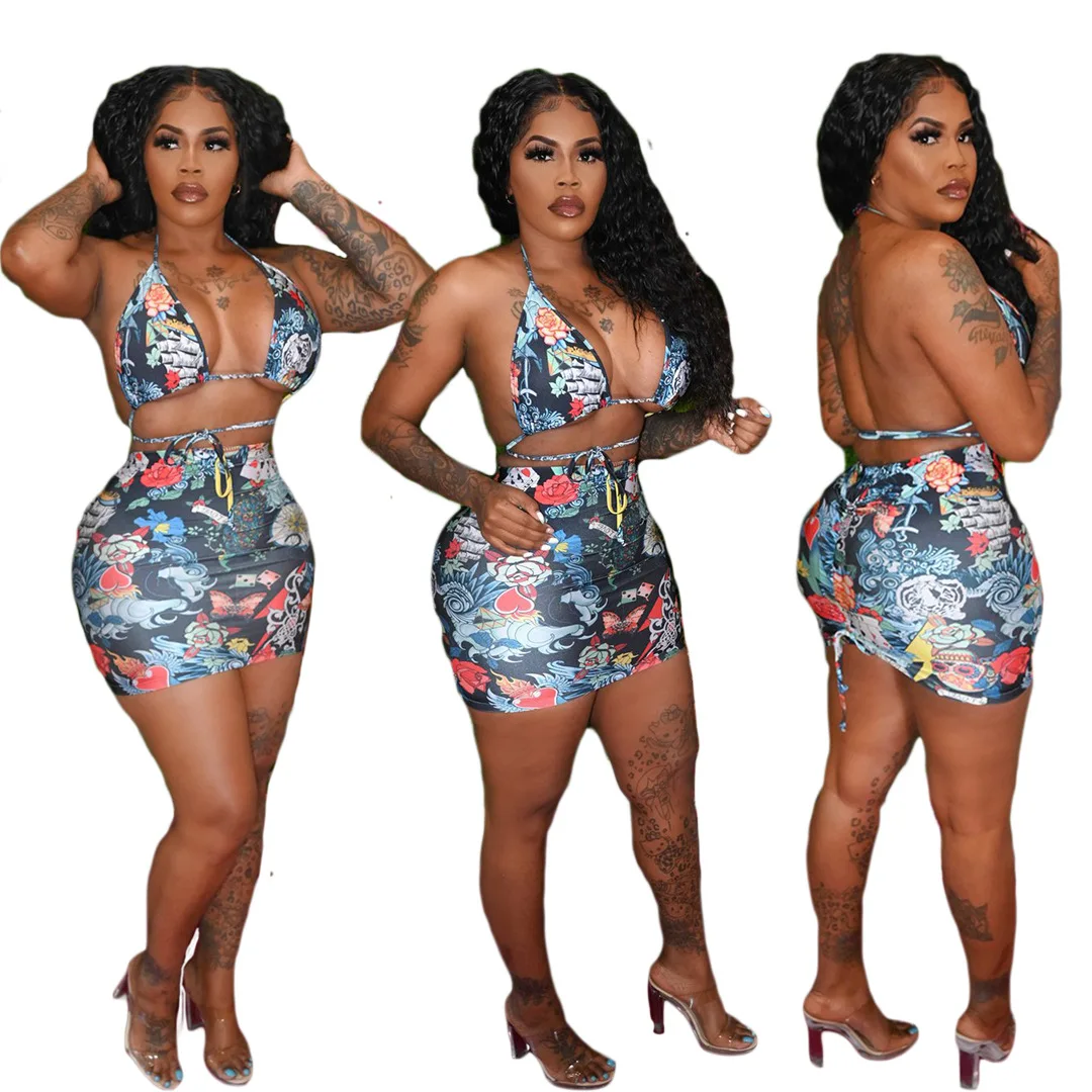 AOKO 2021 New Arrivals Fashion Women Sexy Back Drawstring Bra Above Knee Length Mini Skirt 2 Pieces Set Floral Printed Bikini, Picture show
AOKO 2021 New Arrivals Fashion Women Sexy Back Drawstring Bra Above Knee Length Mini Skirt 2 Pieces Set Floral Printed Bikini, Picture show
