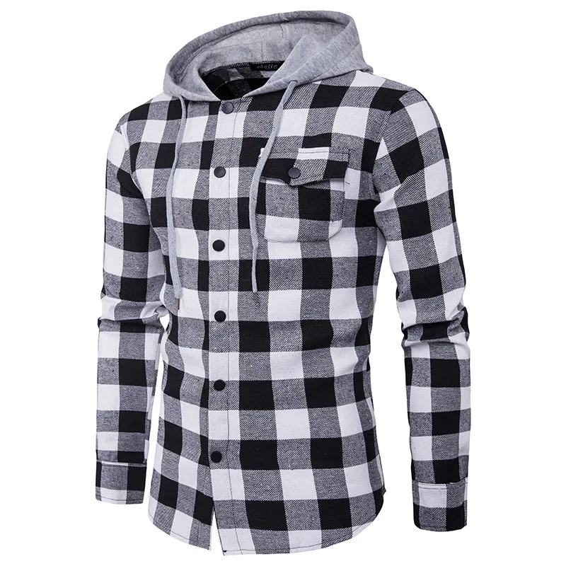 2021 new fashion denim jacket men's casual plaid hooded shirt, Different colors and support to customized 
2021 new fashion denim jacket men's casual plaid hooded shirt, Different colors and support to customized