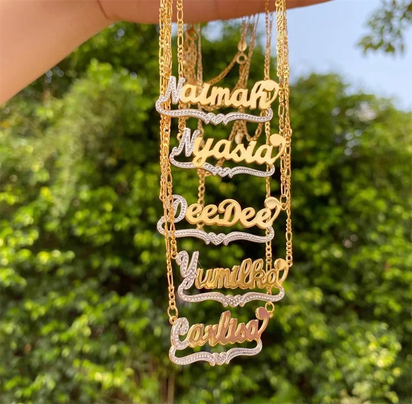 2021 New custom personalized acrylic double gold plated name necklace for Gifts, Picture
2021 New custom personalized acrylic double gold plated name necklace for Gifts, Picture