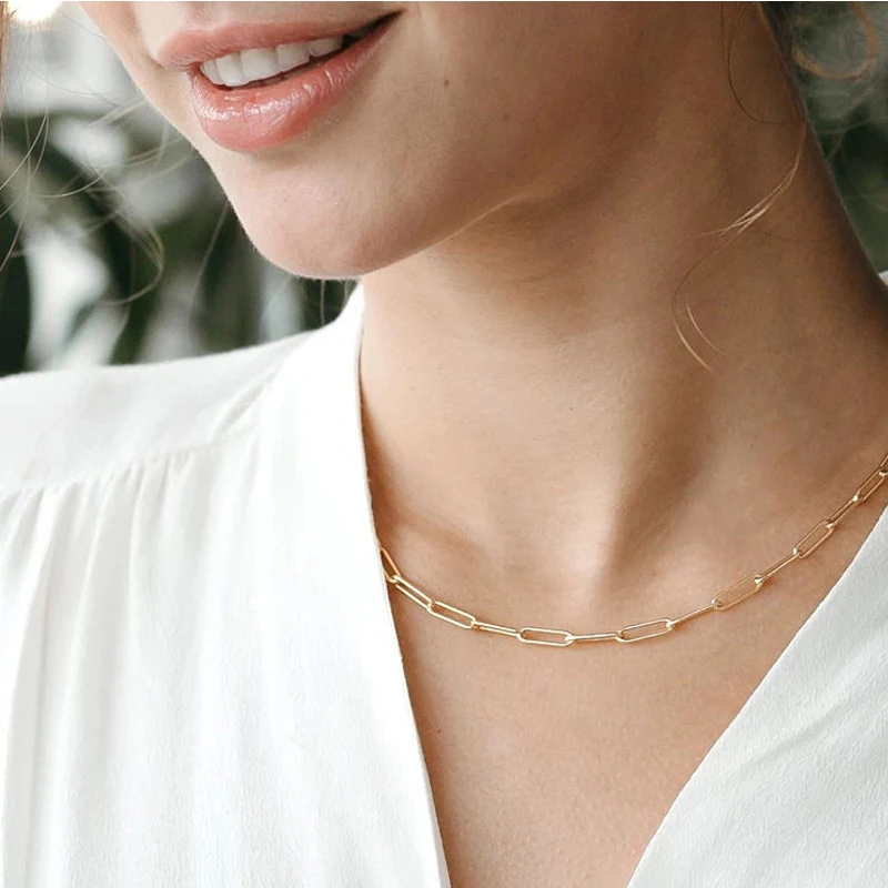 Shimi Stainless Steel Gold Plated Paper Clip Link Chain Necklace Girls Choker Rectangle Paperclip Chain Necklace Jewelry
Shimi Stainless Steel Gold Plated Paper Clip Link Chain Necklace Girls Choker Rectangle Paperclip Chain Necklace Jewelry