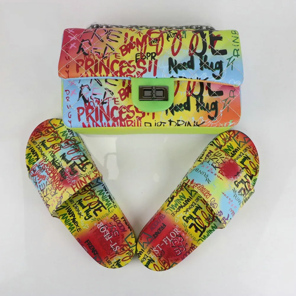 2021 women graffit handbags graffiti purse new graffiti shoes match bags and slippers purses and slippers
2021 women graffit handbags graffiti purse new graffiti shoes match bags and slippers purses and slippers