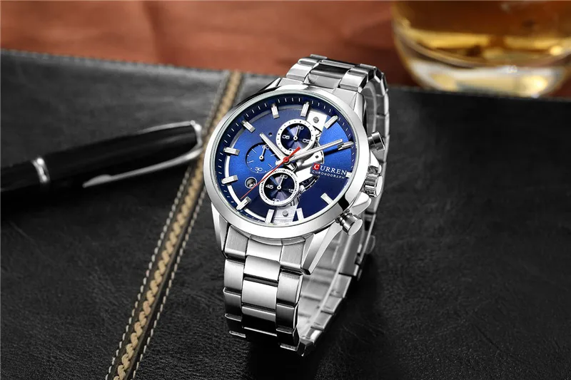 CURREN 8325 Watches Men Luxury Brand Waterproof Stainless Steel Quartz Business Date Chronograph Watch Relogio Masculino Clock