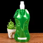 Sports Foldable Water Bag Soft Flask Squeeze Drinking Hiking Camping Plastic Spout Water Bottle Shape Pouch with Hook