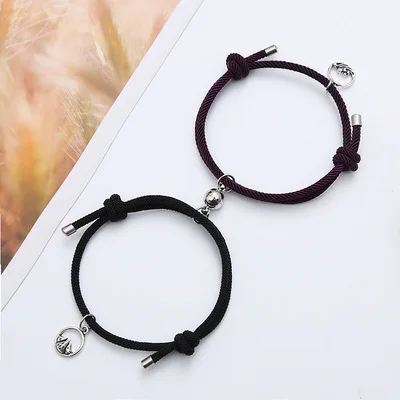Valentine's Day Adjustable Rope Bracelet Magnetic Mountain Sea Alloy Couple Bracelet 2pcs/set, Photo
Valentine's Day Adjustable Rope Bracelet Magnetic Mountain Sea Alloy Couple Bracelet 2pcs/set, Photo