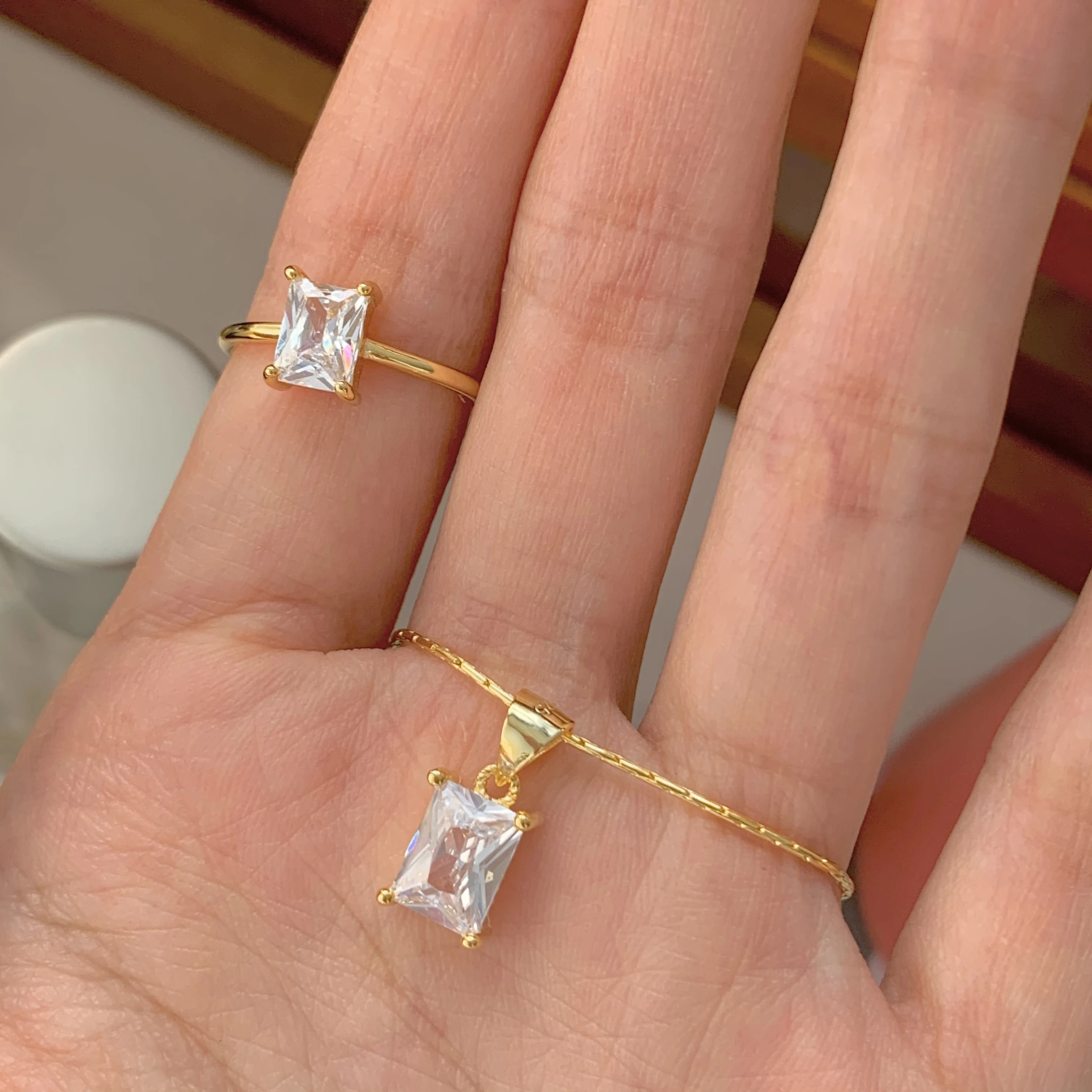Shiny Square Cubic Zirconia Rings Candy Cube Geometric Rings for Women Korean Minimalist Sterling Silver 925 Jewelry, Gold
Shiny Square Cubic Zirconia Rings Candy Cube Geometric Rings for Women Korean Minimalist Sterling Silver 925 Jewelry, Gold