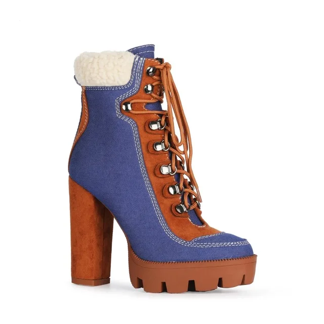 WETKISS Boots Women Fashion Chunky Heel Lace Up Winter Boots Shoes for Women Denim Platform Ankle Boots with Fur, Blue, sky blue
WETKISS Boots Women Fashion Chunky Heel Lace Up Winter Boots Shoes for Women Denim Platform Ankle Boots with Fur, Blue, sky blue