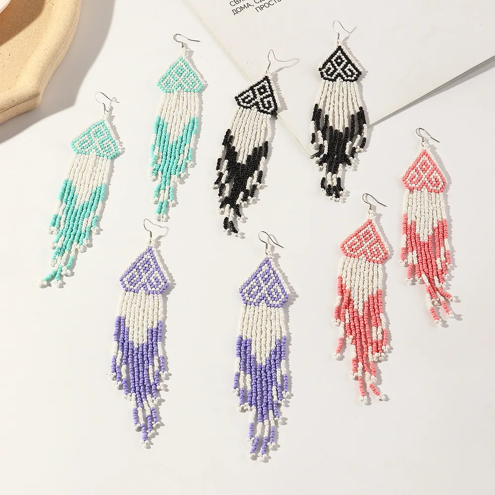 Wholesale Bohemian Vintage Earrings Colorful Beaded Tassel Earrings Retro Temperament Earrings Jewelry For Women
Wholesale Bohemian Vintage Earrings Colorful Beaded Tassel Earrings Retro Temperament Earrings Jewelry For Women