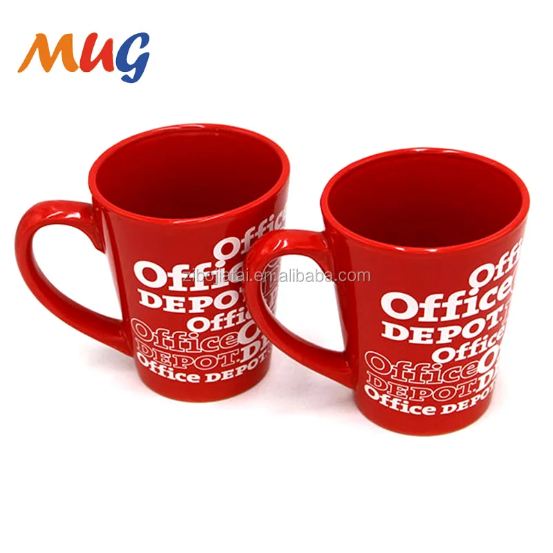 sedex 4p promotional red color v-shape ceramic stoneware mug