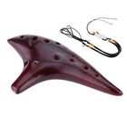 12 Hole Alto C Ocarina Ceramic Flute Smoked Burn Submarine Style Musical Instrument with Music Score for Beginner