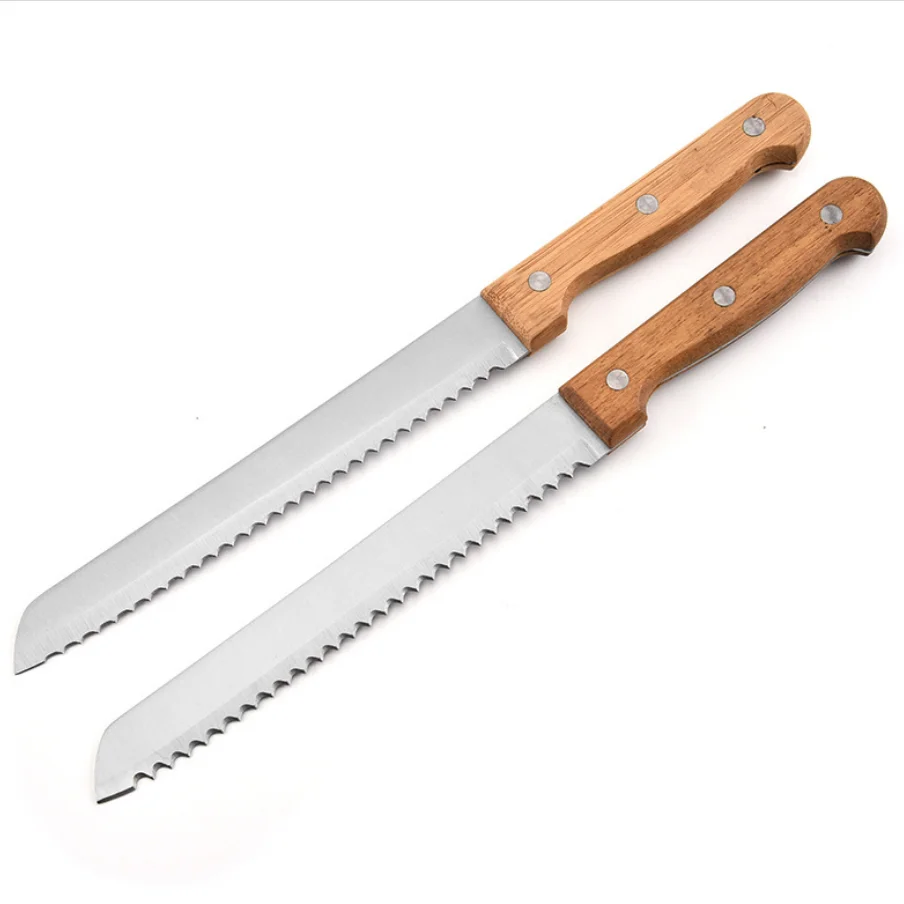 Wholesale Kitchen hard bread saw knife Stainless steel bread knife with bamboo wooden handle
Wholesale Kitchen hard bread saw knife Stainless steel bread knife with bamboo wooden handle