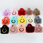 New arrival smile design imitation rabbit fur fashion handbag for girls