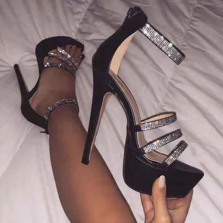 Crystal High Platform Rhinestone Ornament High Heel Shoes Sandals Narrow Band Back Zip Women Summer Fashion High Heel Shoes, Black
Crystal High Platform Rhinestone Ornament High Heel Shoes Sandals Narrow Band Back Zip Women Summer Fashion High Heel Shoes, Black