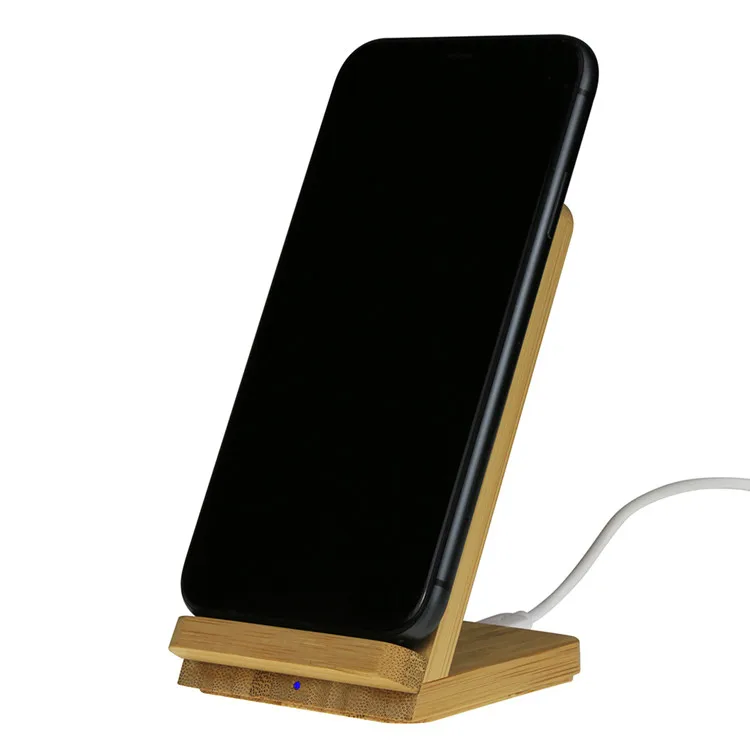 

2021 Trending Sustainable Classy Simple Design Bamboo Standing Wireless Charger Stand