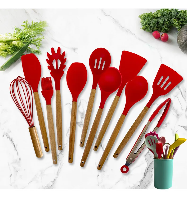 kitchen products Free Sample Pink 6-color 12 pcs Wooden Handle Cooking Tools Accessories Gadgets Silicone Kitchen Utensil Set
kitchen products Free Sample Pink 6-color 12 pcs Wooden Handle Cooking Tools Accessories Gadgets Silicone Kitchen Utensil Set