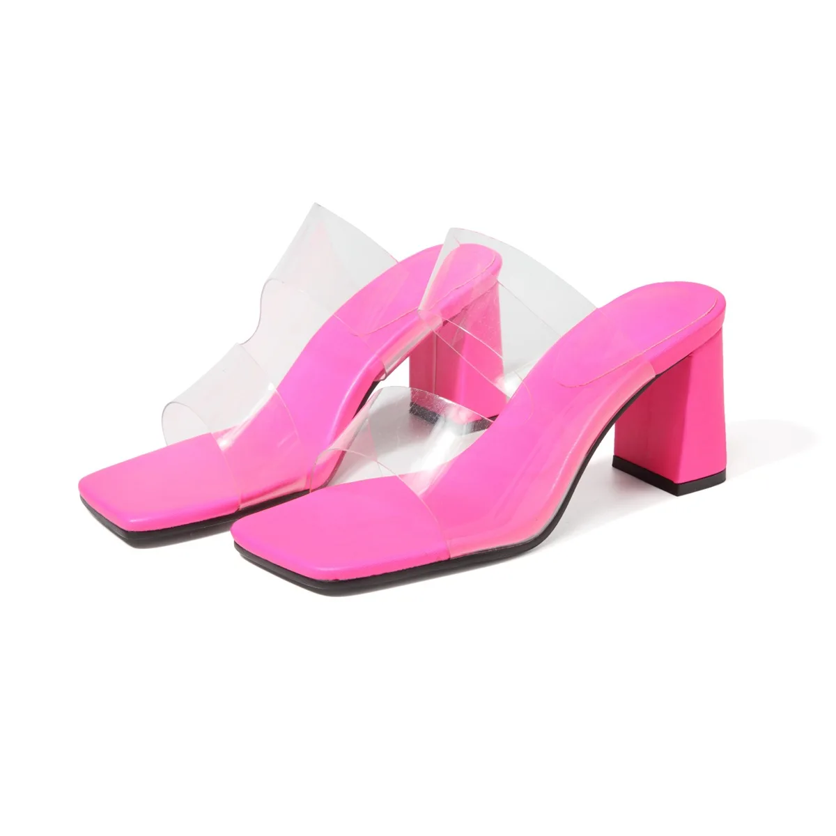 sh11761a Rose red lady shoes slippers heels transparent PVC upper square heel shoes for women
sh11761a Rose red lady shoes slippers heels transparent PVC upper square heel shoes for women