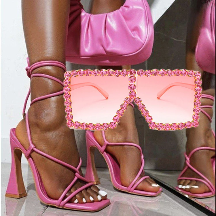 Wholesale Shoes Women Sexy Sandals High Heels Pink and Match Sunglasses Set
Wholesale Shoes Women Sexy Sandals High Heels Pink and Match Sunglasses Set