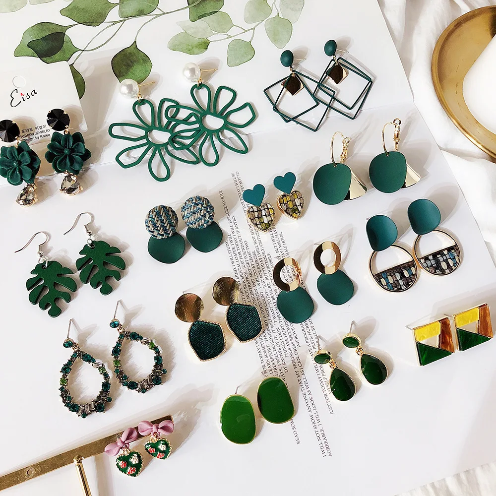 Fashion Girls Korean Drop Earrings Statement Green Acrylic Simple Designer Cute Alloy Earrings, Custom made
Fashion Girls Korean Drop Earrings Statement Green Acrylic Simple Designer Cute Alloy Earrings, Custom made
