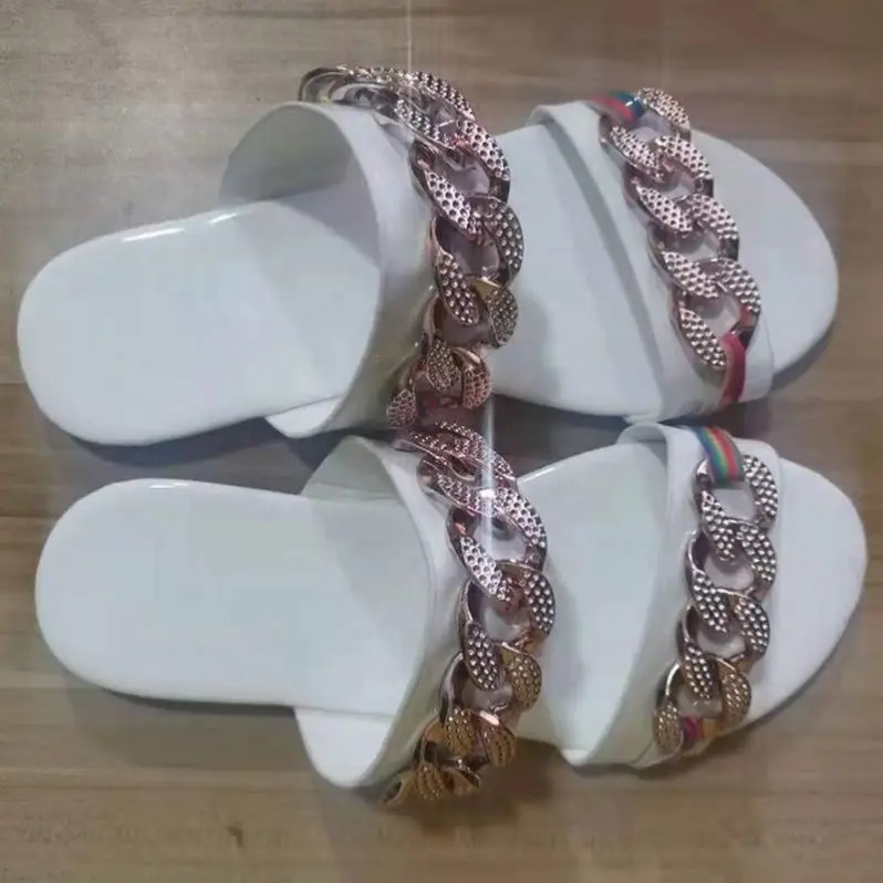 2021 Wholesale Roman Sandal Metal Decoration Flat Slipper Chain Open Round Toe Slides Shoes Plus Size 10.5, Black,white
2021 Wholesale Roman Sandal Metal Decoration Flat Slipper Chain Open Round Toe Slides Shoes Plus Size 10.5, Black,white