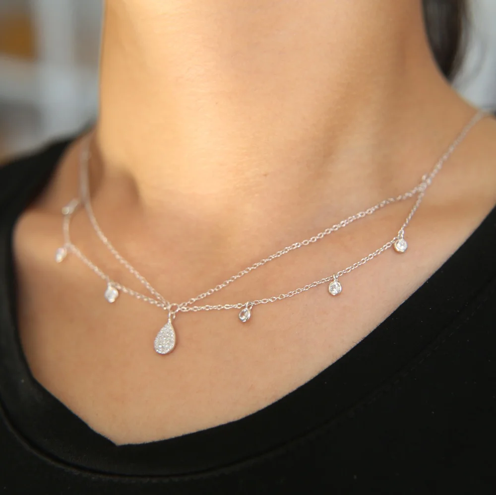 high quality 925 sterling silver cz drop dangle charm 2021 hot silver gold double layer choker necklace
high quality 925 sterling silver cz drop dangle charm 2021 hot silver gold double layer choker necklace