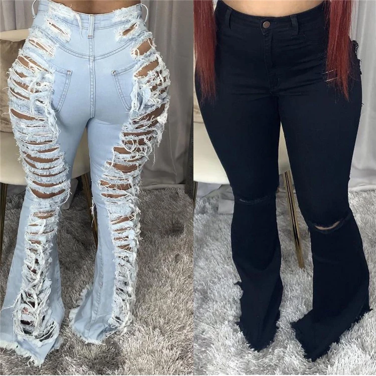 H2397-spring 2021 high waisted denim ripped plus size jeans women bell bottom jeans
H2397-spring 2021 high waisted denim ripped plus size jeans women bell bottom jeans