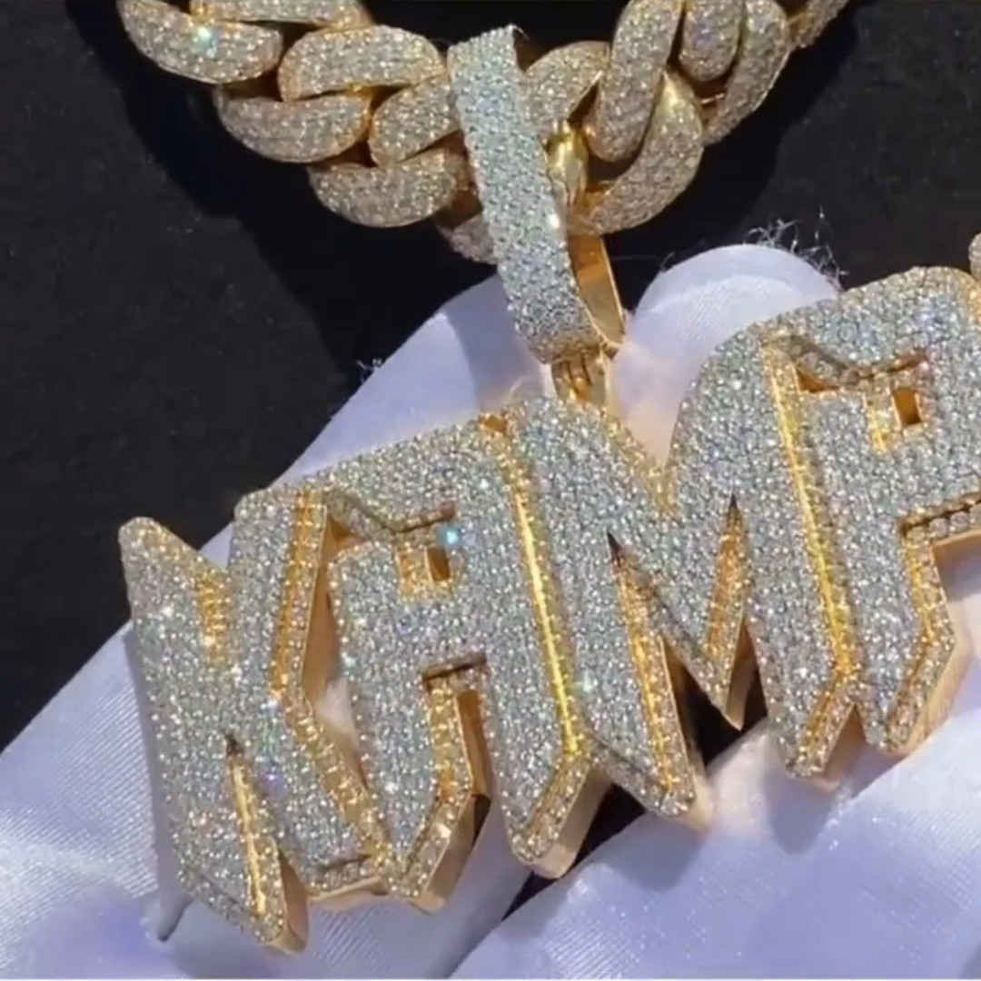 VVS Moissanite Diamond Silver 925 Iced Out Pendant Men Necklace Jewelry Gold Color Custom Letter Pendant
VVS Moissanite Diamond Silver 925 Iced Out Pendant Men Necklace Jewelry Gold Color Custom Letter Pendant
