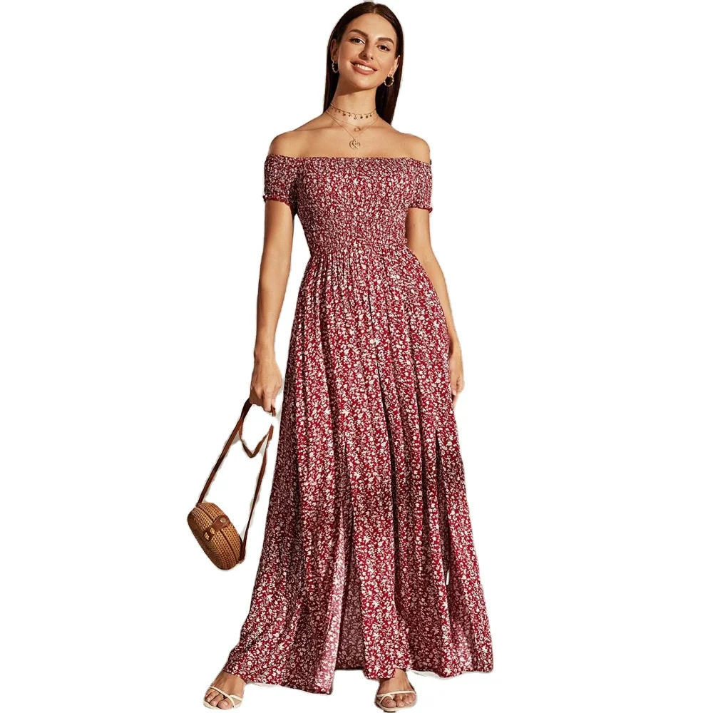 2022 New Fashion Sexy Off Shoulder Backless Dress Women Floral Print Slit Dress Vestido Ruffles Ladies Short Sleeve Maxi Dresses
2022 New Fashion Sexy Off Shoulder Backless Dress Women Floral Print Slit Dress Vestido Ruffles Ladies Short Sleeve Maxi Dresses