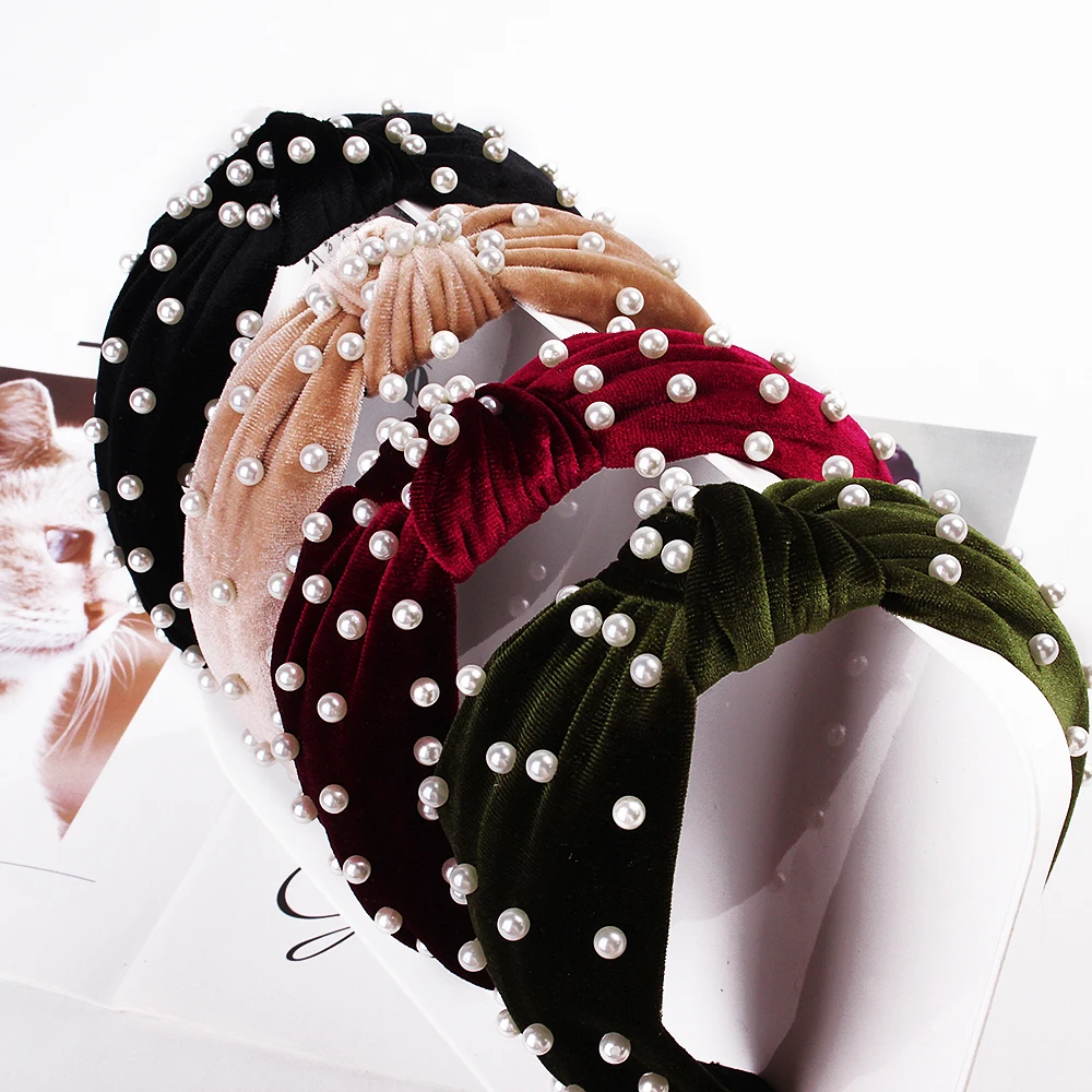 European Elegant Women Winter Hair Accessories Velvet Knot Hair Hoops Pearl Bead Velvet Headband for Women
European Elegant Women Winter Hair Accessories Velvet Knot Hair Hoops Pearl Bead Velvet Headband for Women