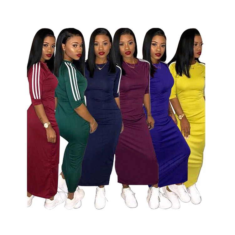 New Style Designer Midi Ladies Dresses Casual Candy Color Round Neck White Striped Print Women Clothing Women Long Dress, Shown
New Style Designer Midi Ladies Dresses Casual Candy Color Round Neck White Striped Print Women Clothing Women Long Dress, Shown