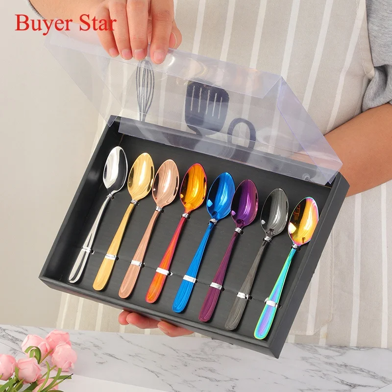 Wedding Gift 304 Stainless Steel Mini Coffee Tea Spoon with Color Gift Box, Silver/gold/rose gold/black/ blue/ purple/ rainbow
Wedding Gift 304 Stainless Steel Mini Coffee Tea Spoon with Color Gift Box, Silver/gold/rose gold/black/ blue/ purple/ rainbow