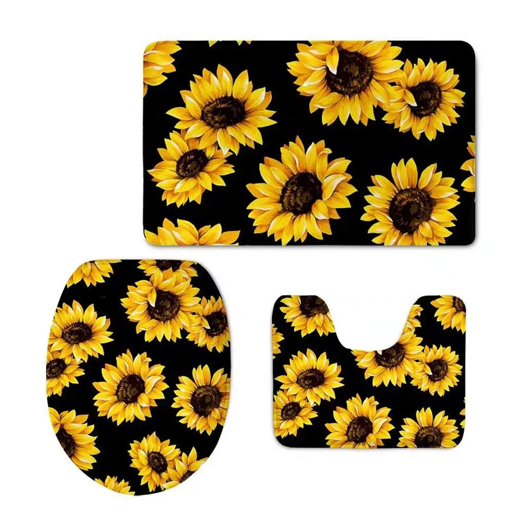 Wholesale 3 Piece Rugs Set Sunflowers Printed Anti Slip Bathroom Mats Contour Toilet Cover Rug
Wholesale 3 Piece Rugs Set Sunflowers Printed Anti Slip Bathroom Mats Contour Toilet Cover Rug